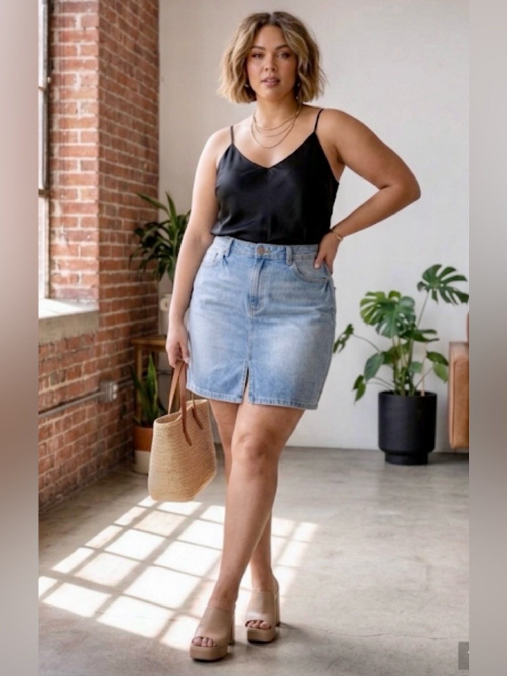 Y2K Riders Copper Denim Mini Skirt | Size 15/16 M Slit -  VTG